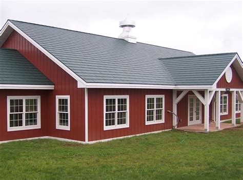 red metal siding house|red galvanized metal roof.